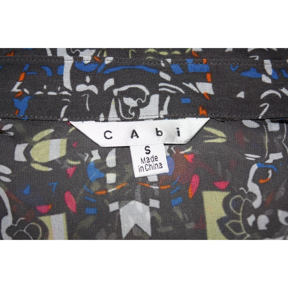 CAbi Blouse Womens Small Multicolor Longsleeve Semisheer Career Lightweight Top - Picture 2 of 10